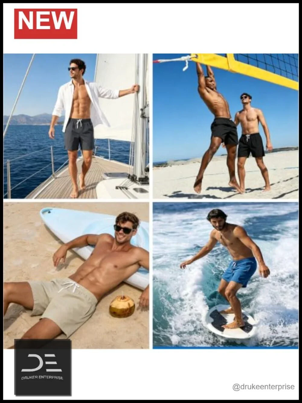 Men's Swim Trunks 2 in 1 Board Shorts with Compression Liner Quick Dry